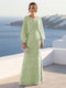 A-Line/Princess Long Sleeves Scoop Floor-Length Mother of the Bride Dresses with Sequins & Cape