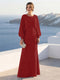 A-Line/Princess Long Sleeves Scoop Floor-Length Mother of the Bride Dresses with Sequins & Cape