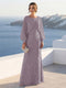 A-Line/Princess Long Sleeves Scoop Floor-Length Mother of the Bride Dresses with Sequins & Cape