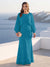 A-Line/Princess Long Sleeves Scoop Floor-Length Plus Size Mother of the Bride Dresses with Sequins & Cape