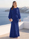 A-Line/Princess Long Sleeves Scoop Floor-Length Plus Size Mother of the Bride Dresses with Sequins & Cape