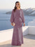 A-Line/Princess Long Sleeves Scoop Floor-Length Plus Size Mother of the Bride Dresses with Sequins & Cape