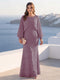 A-Line/Princess Long Sleeves Scoop Floor-Length Plus Size Mother of the Bride Dresses with Sequins & Cape