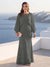 A-Line/Princess Long Sleeves Scoop Floor-Length Plus Size Mother of the Bride Dresses with Sequins & Cape