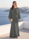 A-Line/Princess Long Sleeves Scoop Floor-Length Plus Size Mother of the Bride Dresses with Sequins & Cape