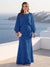 A-Line/Princess Long Sleeves Scoop Floor-Length Plus Size Mother of the Bride Dresses with Sequins & Cape