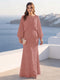 A-Line/Princess Long Sleeves Scoop Floor-Length Plus Size Mother of the Bride Dresses with Sequins & Cape