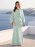 A-Line/Princess Long Sleeves Scoop Floor-Length Plus Size Mother of the Bride Dresses with Sequins & Cape