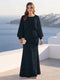 A-Line/Princess Long Sleeves Scoop Floor-Length Plus Size Mother of the Bride Dresses with Sequins & Cape