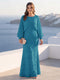 A-Line/Princess Long Sleeves Scoop Floor-Length Plus Size Mother of the Bride Dresses with Sequins & Cape