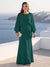 A-Line/Princess Long Sleeves Scoop Floor-Length Plus Size Mother of the Bride Dresses with Sequins & Cape