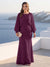 A-Line/Princess Long Sleeves Scoop Floor-Length Plus Size Mother of the Bride Dresses with Sequins & Cape