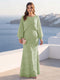 A-Line/Princess Long Sleeves Scoop Floor-Length Plus Size Mother of the Bride Dresses with Sequins & Cape