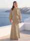 A-Line/Princess Long Sleeves Scoop Floor-Length Plus Size Mother of the Bride Dresses with Sequins & Cape