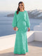 A-Line/Princess Long Sleeves Scoop Floor-Length Plus Size Mother of the Bride Dresses with Sequins & Cape