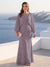 A-Line/Princess Long Sleeves Scoop Floor-Length Plus Size Mother of the Bride Dresses with Sequins & Cape