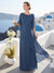 A-Line/Princess Scoop 3/4 Sleeves Floor-Length Mother of the Bride Dresses with Beading & Pleats & Cape