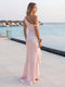 Trumpet/Mermaid Off-the- Shoulder Sleeveless Bridesmaid Dresses with Split Side & Ruffles