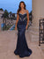 Trumpet/Mermaid Spaghetti Straps Sweetheart Floor-Length Long Evening Dresses with rhinestone