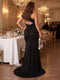 Trumpet/Mermaid One-Shoulder Sweep Train Plus Size Evening Dresses with Split Side & Ruched