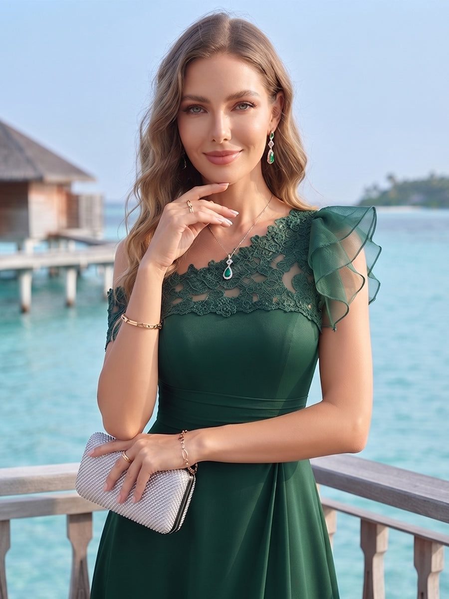 A-Line/Princess One Shoulder Sleeveless Floor-length Mother of the Bride Dresses with Applique &amp; Ruffles