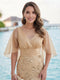 Trumpet/Mermaid Scoop Flutter Sleeves Floor-Length Mother of the Bride Dresses with Appliques