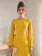 Sheath Column Scoop Long Sleeves Knee-Length Mother of the Bride Dresses with Beading