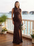 Trumpet/Mermaid Asymmetrical High Neck Long Bridesmaid Dresses with Ruched & Pleats