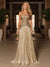 A-Line/Princess Strapless Sleeveless Floor-Length Evening Dresses with Pleats & Sequins