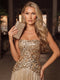 A-Line/Princess Strapless Sleeveless Floor-Length Evening Dresses with Pleats & Sequins