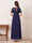 Sheath/Column Scoop Short Sleeves Floor-Length Mother Of The Bride Dresses With Split Side & Applique