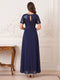 Sheath/Column Scoop Short Sleeves Floor-Length Mother Of The Bride Dresses With Split Side & Applique