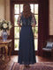 A-Line/Princess Scoop Half Sleeves Floor-Length Mother of the Bride Dresses with Cape & Sequins
