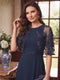 A-Line/Princess Scoop Half Sleeves Floor-Length Mother of the Bride Dresses with Cape & Sequins