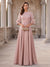 A-Line/Princess Scoop Half Sleeves Floor-Length Mother of the Bride Dresses with 3D floral