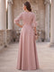 A-Line/Princess Scoop Half Sleeves Floor-Length Mother of the Bride Dresses with 3D floral