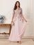 A-Line/Princess Illusion Neck 3/4 Sleeves Floor Length Mother of the Bride Dresses with Flower & Embroidery