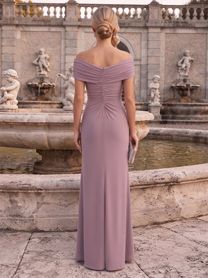 A-Line/Princess Off-the-Shoulder Sleeveless Floor-Length Mother of the Bride Dresses with Ruched & Embroidery