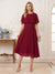 A-Line/Princess Scoop Half Sleeves Tea-Length Mother of the Bride Dresses with Applique & Ruffles