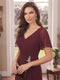 Sheath/Column V-Neck Short sleeves Ankle-Length Mother of the Bride Dresses with Split Side & Ruffles