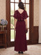 A-Line/Princess V-Neck Short Sleeves Floor-Length Mother of the Bride Dresses with Sequins