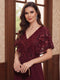 A-Line/Princess V-Neck Short Sleeves Floor-Length Mother of the Bride Dresses with Sequins