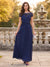 A-Line/Princess Scoop Short Sleeves Floor-Length Mother Of The Bride Dresses With Ruched & Applique