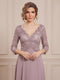 A-Line/Princess V-Neck 3/4 Sleeves Floor-Length Mother of the Bride Dresses with Embroidery
