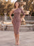 Sheath/Column One-Shoulder Half Sleeves Knee-Length Mother of the Bride Dresses With Bowknot & Ruched
