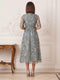 A-Line/Princess Scoop Half Sleeves Tea-Length Mother of the Bride Dresses with Embroidery & Flower