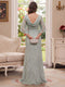 Sheath/Column Scoop 3/4 Sleeves Floor-Length Mother of the Bride Dresses with Applique & Ruched