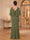 Sheath/Column Scoop Cape Sleeves Floor-Length Mother of the Bride Dresses with Rhinestones & Ruffles