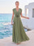 A-Line/Princess Short Sleeves V Neck Floor-Length Mother of the Bride Dresses with 3D Floral & Ruffles