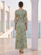 A-Line/Princess V-Neck 3/4 Sleeves Ankle-Length Mother of the Bride Dresses with Embroidery &  Flower